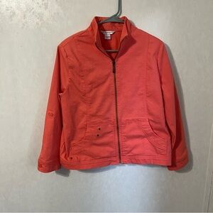 Allison Daley Coral Lightweight Jacket with Full-Length Zipper and High Collar
